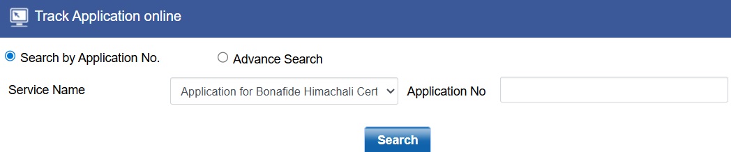 Bonafide Himachali Certificate Application Status