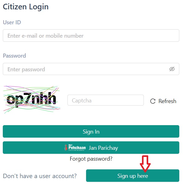 Click on Sign Up