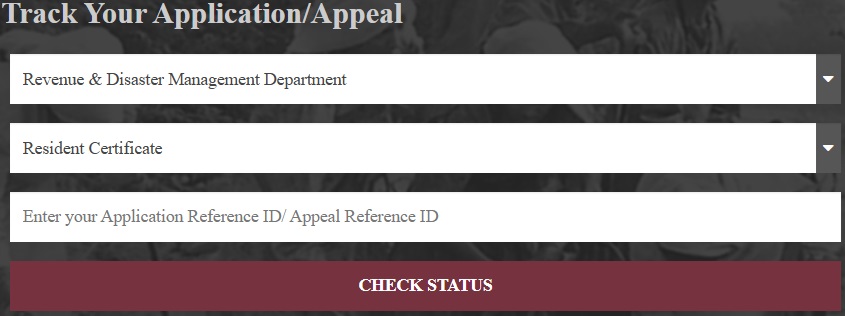  Application Status of Haryana Resident Certificate