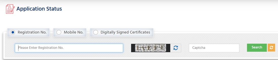 Application Status of MP Domicile Certificate