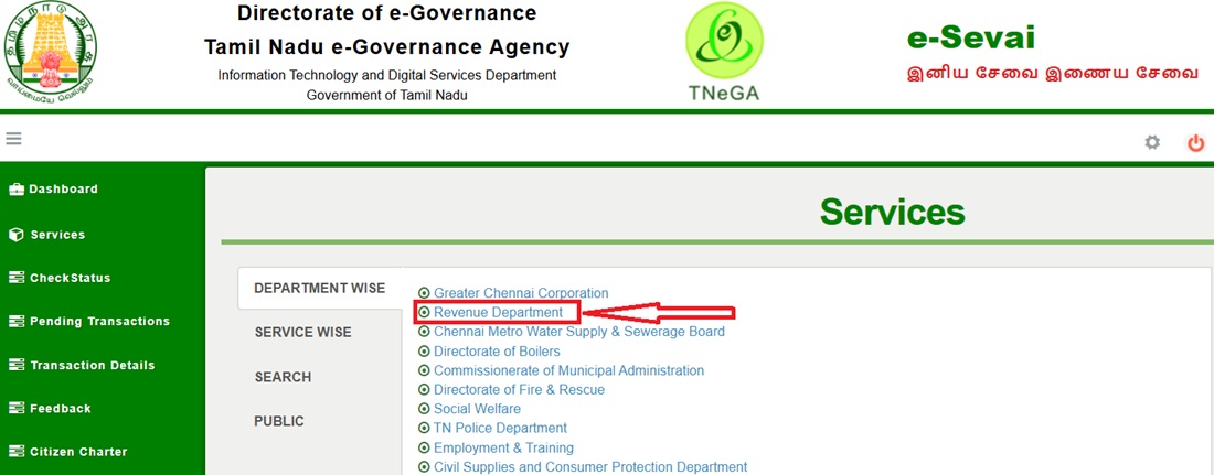 Select Tamil Nadu Revenue Department