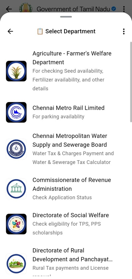 Namma Arasu Department List