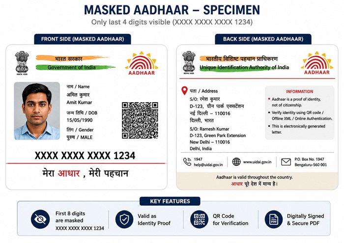 Masked Aadhaar Card Specimen