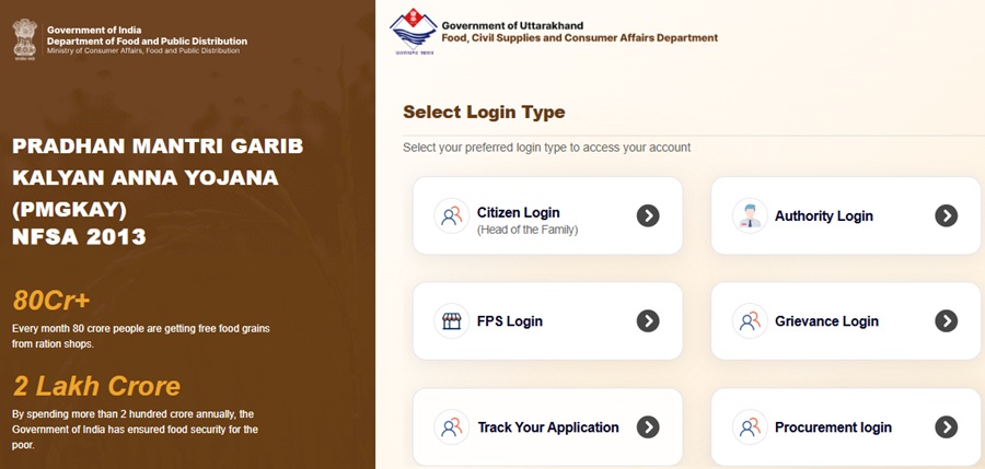 Uttarakhand URCMS Portal Ration Card Apply