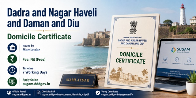 Dadra Nagar Haveli Daman Diu Domicile Certificate